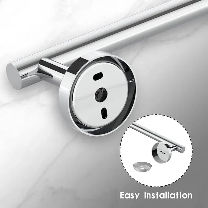 10-Pieces Bathroom Hardware Set, Includes 24 Inch Towel Racks for Bathroom Wall Mounted, Toilet Paper Holder, Towel Hooks for Bathrooms, Towel Rings for Bathroom Wall (Polished Chrome) - ModernBath