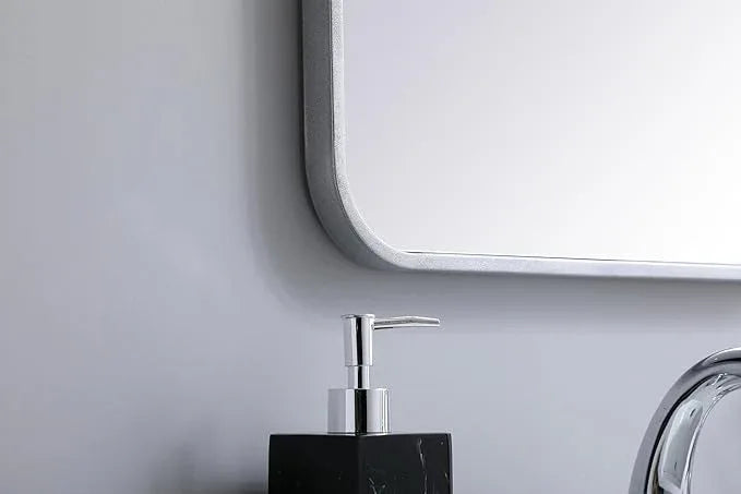 ARS Concepts Aura, Soft Corner Metal Rectangular Mirror 18X36 Inch in, Modern, Silver - ModernBath