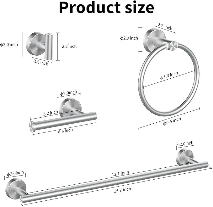Cilee 10 Piece Brushed Nickel Bathroom Accessories Set, 16 inch Brushed Nickel Bathroon Hardware Set Towel Bar Ring Toilet Paper Holder Robe Towel Hook SUS304 Stainless Steel - ModernBath