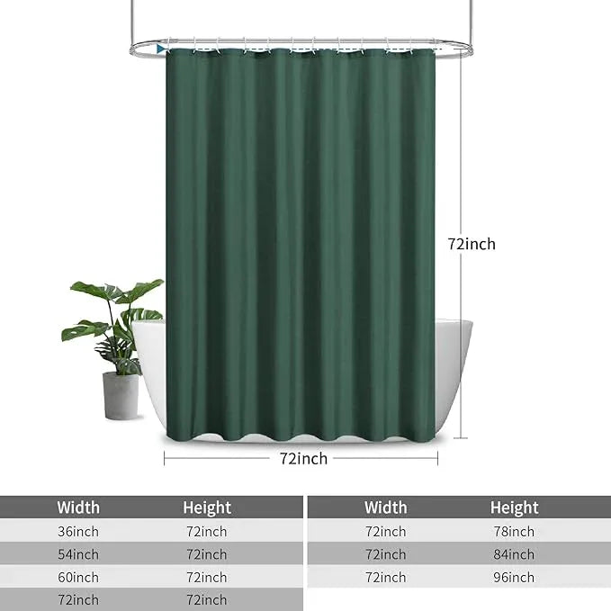 THAIGEE 2-in-1 Waterproof Fabric Shower Curtain or Liner,Linen Textured,Breathable TPU & Washable Bathroom Shower Curtain Set with 12 Plastic Hooks,Modern,72"x72" Emeraldgreen - ModernBath