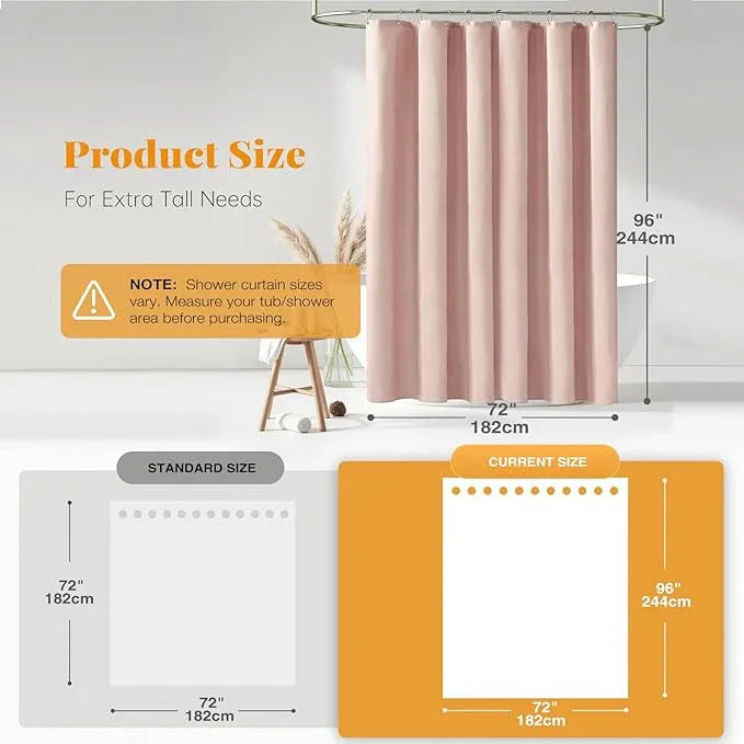 BTTN Fabric Shower Curtain, Linen Textured Heavy Duty Polyester Cloth Shower Curtain Set with Plastic Hooks, Blush, 72x96 - ModernBath