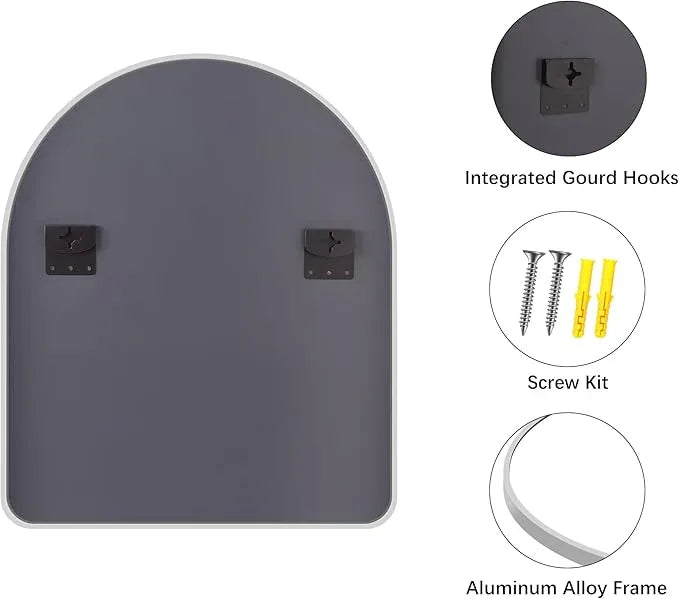 FORBATH Arched Bathroom Mirror 30x36 Inch, Arch Wall Mirror with Silver Aluminum Frame, Arched Mirror for Dresser, Fireplace,Entryway,Home Decor,Hanging or Leaning Against Wall - ModernBath