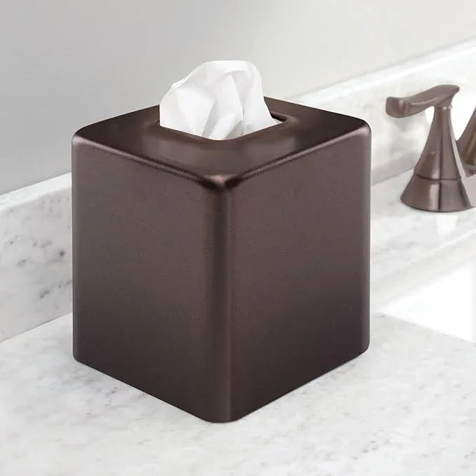 mDesign Steel Facial Tissue Box Cover/Holder for Bathroom Vanity Countertops - Bronze - ModernBath