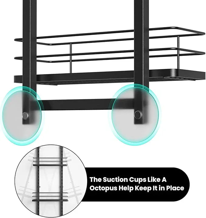 Aquohola Shower Caddy Hanging (Black), Adjustable Anti-Swing-Over The Shower Head Caddy, 4 Tier Height Bathroom Storage Organizer Bathroom Shelves Basket Rack Shower Caddies (4Tier) - ModernBath