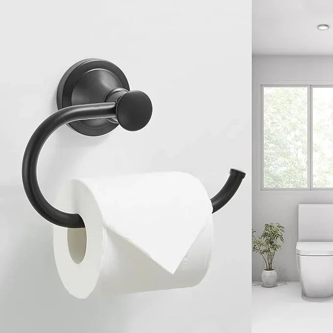 BESy Matte Black Toilet Tissue Paper Holder Matte Black Bathroom Accessories Toilet roll Paper Hanger, Wall Mounted, Rustproof - ModernBath
