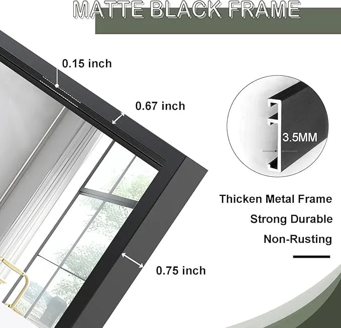 MEETDH Rectangle Bathroom Mirror 30x30 inch, Large Mirror with Black Frame, Rectangular Vanity Mirror 30" X 30", Modern Matte Wall Mounting Mirrors, Hang Horizontal or Vertical - ModernBath