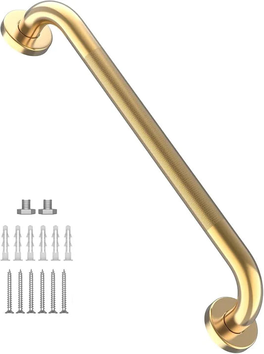 24 Inch Anti Slip Shower Grab Gold, Munzong Bathroom Grab Bar, Knurled Bathroom Balance Bar,Safety Hand Rail Support Handicap Elderly Injury Senior Assist Bath Handle - ModernBath