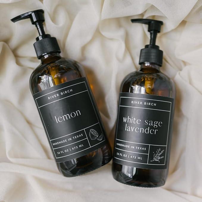River Birch Lemon Scented Natural Hand Soap Refill - Handmade Moisturizing Hand Wash Luxury Scented Hydrating Soap - Vegan and Non-Toxic - 32 Fl Oz - ModernBath