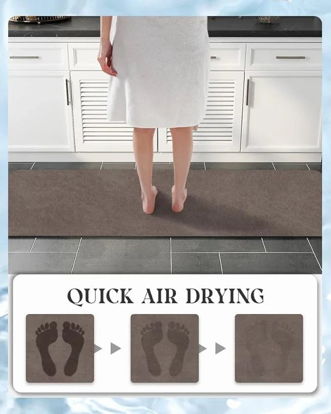 MontVoo -Bath Mat Rug-Rubber Backing Non Slip Quick Dry Absorbent Thin Bathroom Rugs Fit Under Door-Faux Suede Surface Bathroom Floor Mats-Shower Rug for in Front of Bathtub Shower Brown 24"X70" - ModernBath