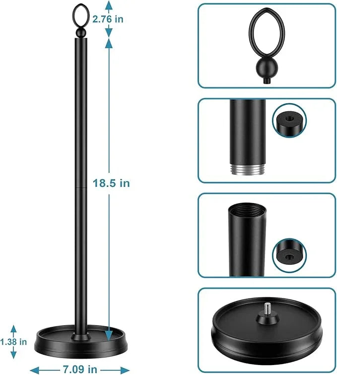 Heavy Weighted Toilet Paper Holder (with Reserve Function) Free Standing, Spare Toilet Paper Roll Storage Stand for Bathroom Total Height 22.5" ，Matte Black - ModernBath