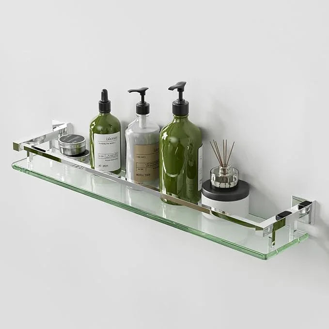 Alise Bathroom Shelf Wall Mounted, Polished Chrome Large Capacity Glass Shelf for Bathroom, 24 inch - ModernBath