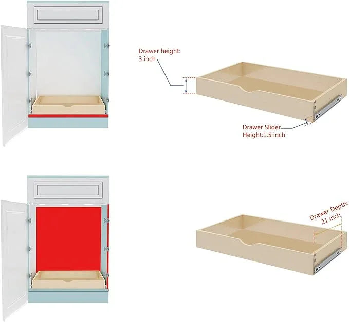 COUVER DIY Non-Assembled Birch Wood, Pull-Out Cabinet Organizers, Under Sink Organizers for Bathroom & Kitchen, Cabinet Slide-Out Organizers and Storage, Soft Closed Rail, 18 inch - ModernBath