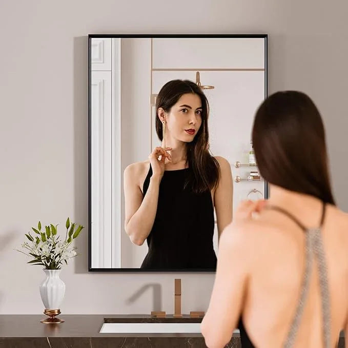 LOAAO Black Bathroom Mirror 20"X30" for Wall, Rectangle Bathroom Vanity Mirror, Hangs Vertically or Horizontally, Easy to Install, Modern Design - ModernBath