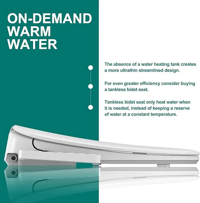 Aquatiz Elongated Smart Toilet Seat, Electronic Heated Toilet Seat, Self-Cleaning Nozzle, Temperature Controlled Wash, Air Dryer, Deodorizer, LED Light, Multi-mode Wash, (Panel Control) - ModernBath