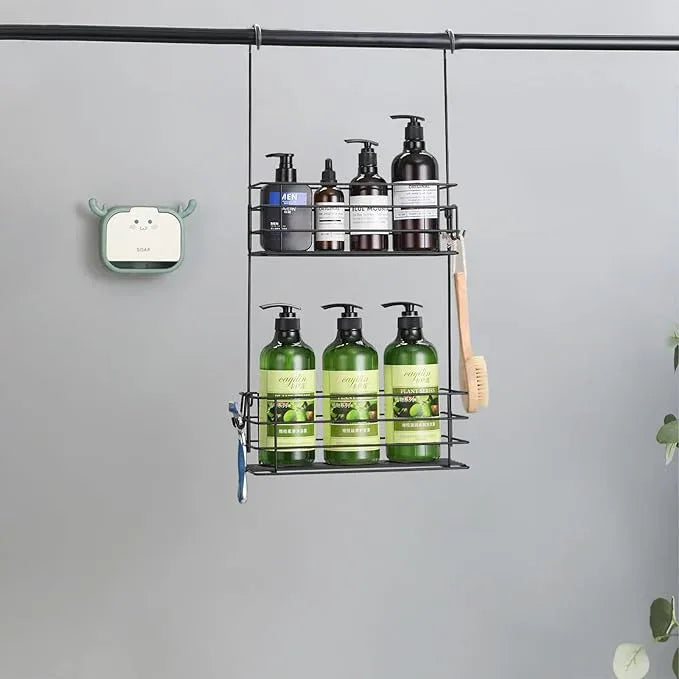Seltomer Shower Organizer Hanging Shower Caddy with Rotatable Hook bar Over the Door and Can be Hung on the Faucet or Claw Foot, Stainless Steel Rust Proof and Durable （Black） - ModernBath