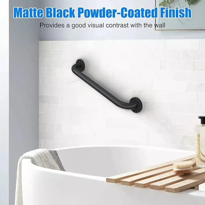 ROTHLEY 18 Inch Grab Bar for Bathtubs and Showers: Stainless Steel Shower Grab Bar Wall Mounted Shower Handle with Concealed Screws for Toilet Assistance (Matte Black) - ModernBath