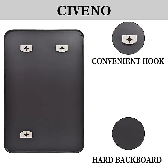 CIVENO Bathroom Mirror, 48x36 inch Black Rectangle Wall Mirror, Metal Frame Rounded Corner Vanity Mirror, Large Wall Mounted Mirror for Over Sink Bedroom Living Room Horizontal Or Vertical Mounting - ModernBath