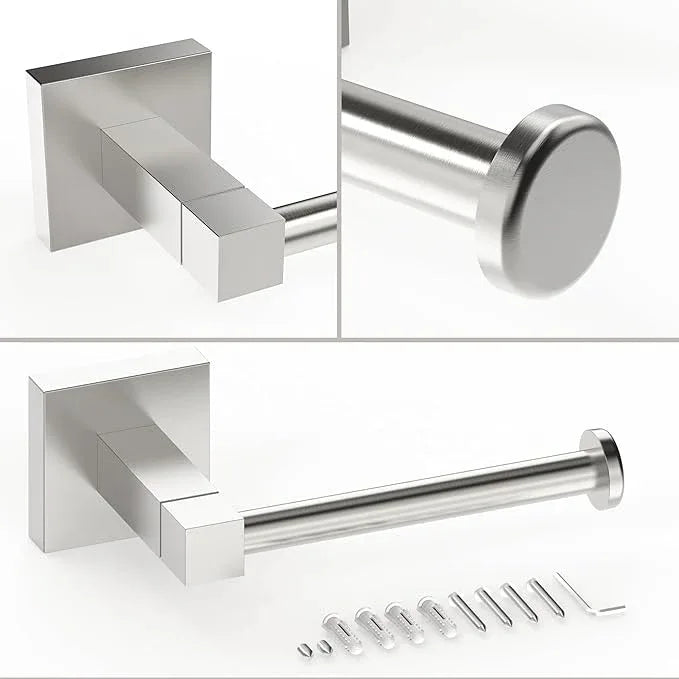 RUACQ Toilet Paper Holder Wall Mount,Square Base Tissue Roll Holder for Bathroom,Toilet Roll Holder Stainless Steel(Brushed Nickel) - ModernBath