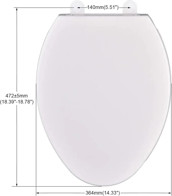 CYRRET Elongated Toilet Seat Slow Close, Easy to Install and Clean, Durable Plastic, White, Replacement Toilet Seats, Fits Standard Elongated, Obling or Oval Toilets - ModernBath