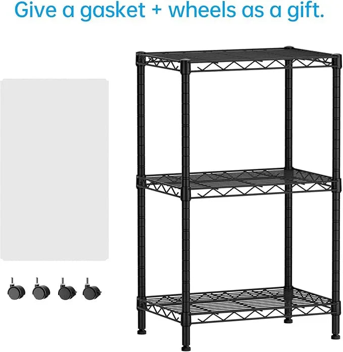 SINGAYE 3 Small Shelves Storage Shelf Wire Shelving Unit Metal Shelf Adjustable Organizers Storage Shelving with Wheels for Bathroom Laundry Room Kitchen Pantry11.5”D x 17.3”W x 30”H Black - ModernBath