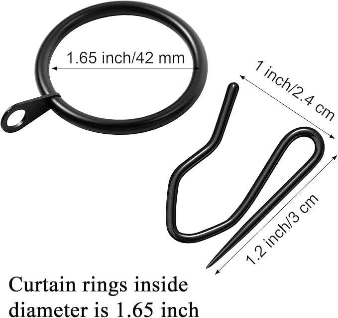 Qunclay 100 Set 1.65 Inch Metal Curtain Rings with Eyelets Curtain Hooks for Drapes and Metal Drapery Pin Drapery Hooks for Window Door Shower Bathroom Rings (Black) - ModernBath