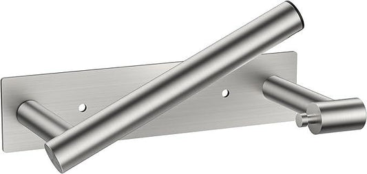 FORIOUS Adhesive Toilet Paper Holder Brushed Nickel, Self Adhesive or Wall Mounted Options, Stainless Steel Rustproof Stick on no Drilling Pivoting Toilet Tissue Roll Holder Wall Mount for Bathroom - ModernBath