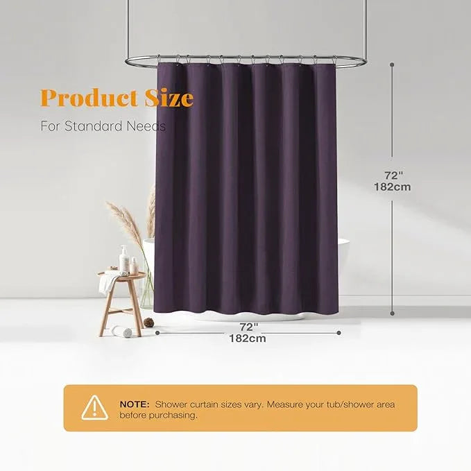 BTTN Purple Shower Curtain - Linen Textured Heavy Duty Waterproof Cloth Shower Curtain Set with 12 Plastic Hooks, Hotel Spa Luxury Simple Decorative Thick Fabric Shower Curtains for Bathroom - 72x72 - ModernBath