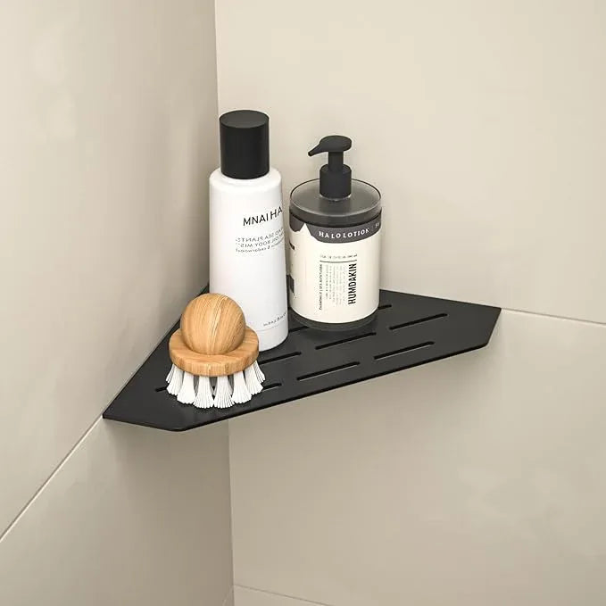 Corner Shower Shelf, 304 Stainless Steel Pentagonal Heavy Duty Floating Corner Sheves Slot Design Recessed Bathroom Shelf for Tiled Wall 2 Pack(Matte Black, 8"-2 Pack) - ModernBath