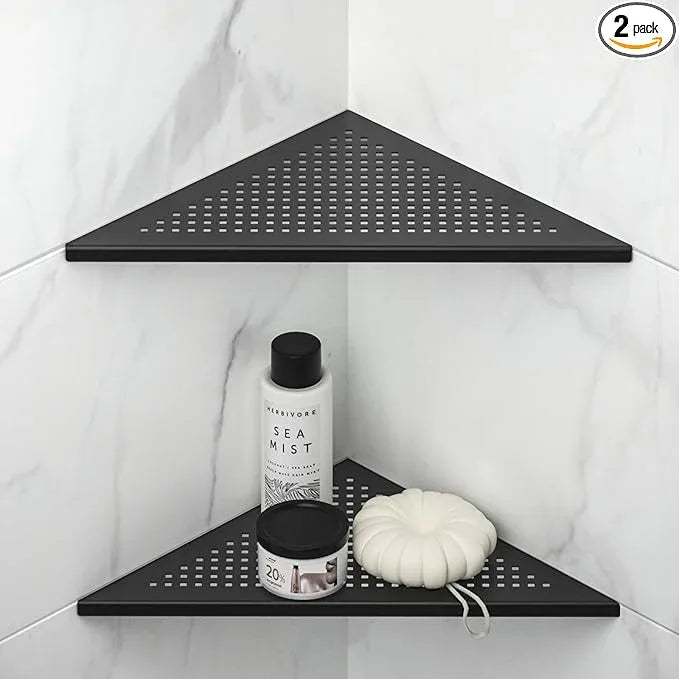 Corner Shower Shelves, 12" Matte Black 304 Stainless Steel Recessed Shelf for Bathroom, Grout in Shelf for Tiled Wall, 2 Pack Large Size - ModernBath
