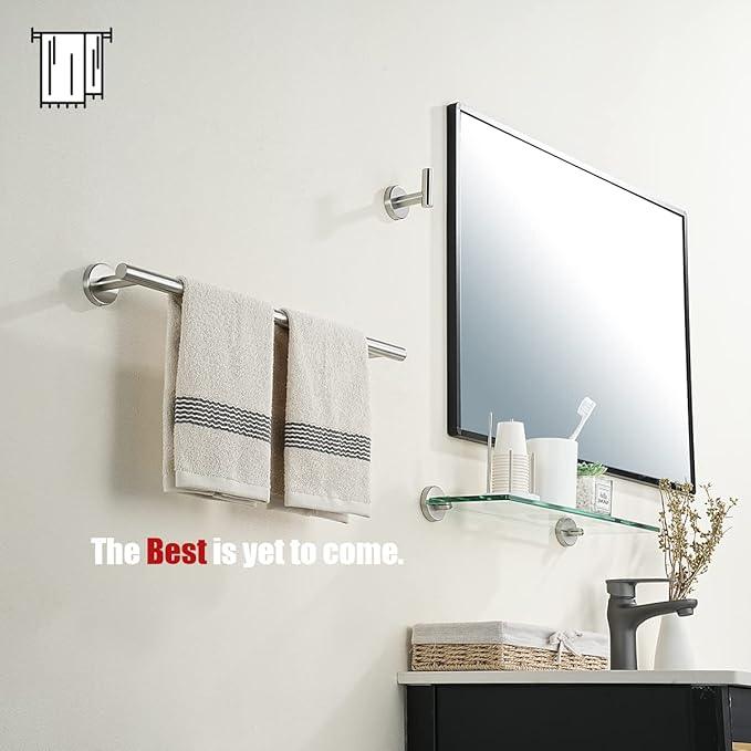 JQK Towel Bar Brushed Steel, 19 Inch 304 Stainless Steel Thicken 0.8mm Towel Rack Bathroom, Towel Holder Wall Mount, Useable Length 16 Inch TB110L16-BN - ModernBath