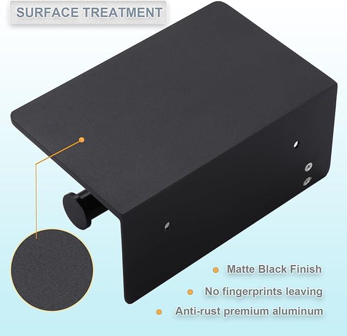 Toilet Paper Holder with Cell PhoneShelf - Toilet Tissue Holder with Wipes Storage, Wall Mounted by Adhesive Tape or Screw - Matte Black - ModernBath