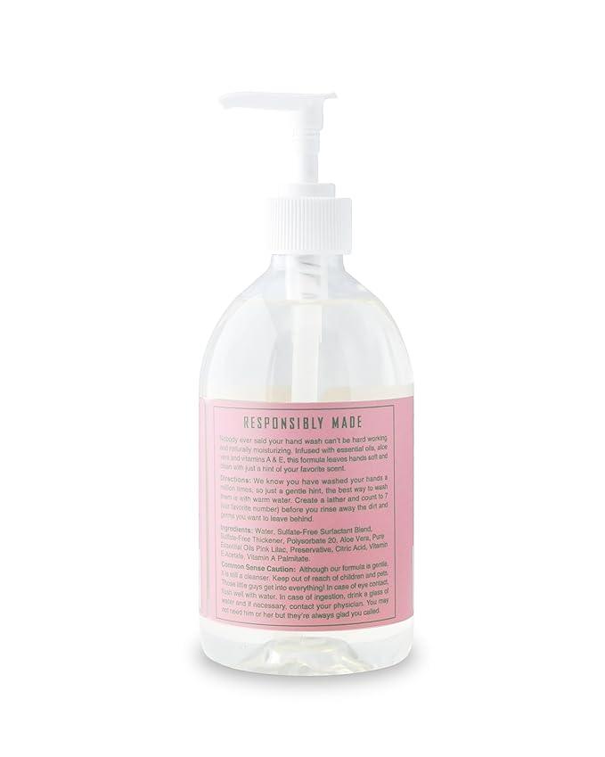 Rebel Green Liquid Hand Soap - Natural Hand Soap Pump Bottles - Bathroom & Kitchen Hand Soap - Hand Wash with Fresh Pink Lilac Scent - (16.9 oz Bottles, 4 Pack) - ModernBath