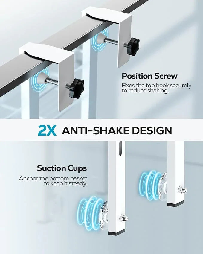 Nieifi Over the Door Shower Caddy, Adjustable 3 Tier Hanging Shower Organizer with Soap Holder Bathroom Shelves with Hooks, White - ModernBath