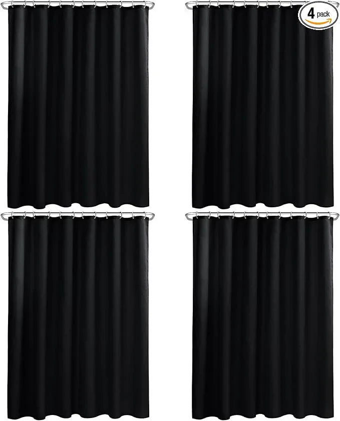 Nasitos Fabric Black Shower Curtain or Liner 4 Pack - W72 x H72 - Washable & Light-Weight Cloth Shower Liners for Bathroom, Soft Hotel Quality, Standard Size (Include 8 Separate Magnets) - ModernBath