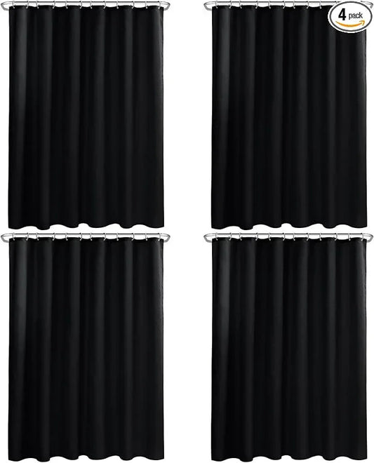 Nasitos Fabric Black Shower Curtain or Liner 4 Pack - W72 x H72 - Washable & Light-Weight Cloth Shower Liners for Bathroom, Soft Hotel Quality, Standard Size (Include 8 Separate Magnets) - ModernBath