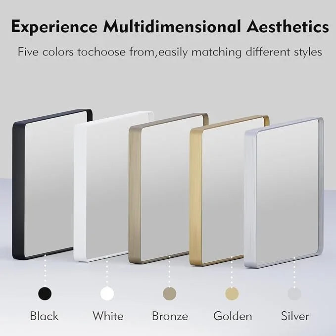 JISOSO Black Bathroom Mirror 24X32 Inch, Black Metal Framed Mirror for Wall, Rounded Rectangle Matte Bathroom Vanity Mirror with Tempered Glass, Anti-Rust, Horizontal/Vertical - ModernBath