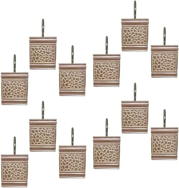 Zahari Home 13pc Sinatra Bathroom Shower Curtain Set - Blush Luxury Fabric With 12 Hooks - Unique Design Bling - ModernBath