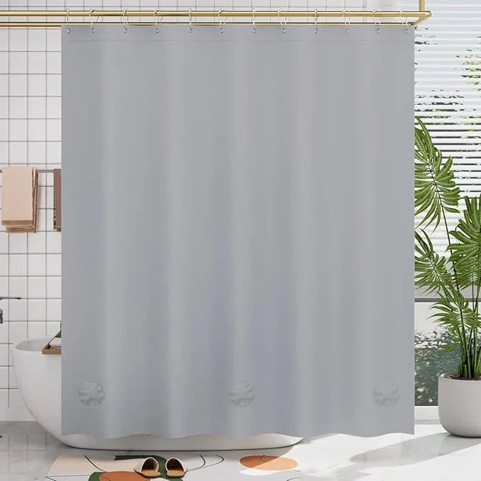AmazerBath Grey Shower Curtain Plastic, Thick PEVA Shower Curtain Grey, Heavy Duty Shower Curtains for Bathroom, Waterproof Shower Curtain 72x72 with 3 Big Weighted Stones and 12 Rustproof Grommets - ModernBath