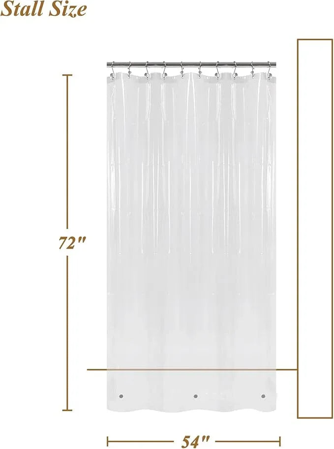 Mrs Awesome PEVA Shower Curtain Liners with 3 Magnets, Water Proof 54 inch Plastic Shower Liner for Bathroom or Shower Stall, Clear, 54x72 - ModernBath
