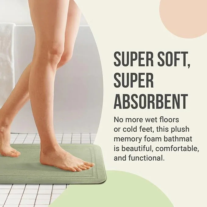 ITSOFT Memory Foam Bath Mat 24x16, Non Slip, Machine Washable, Quick Dry & Absorbent Rugs, Bath Mats for Bathroom Floor, Tub & Shower, Bathroom Rug, Sage Green - ModernBath