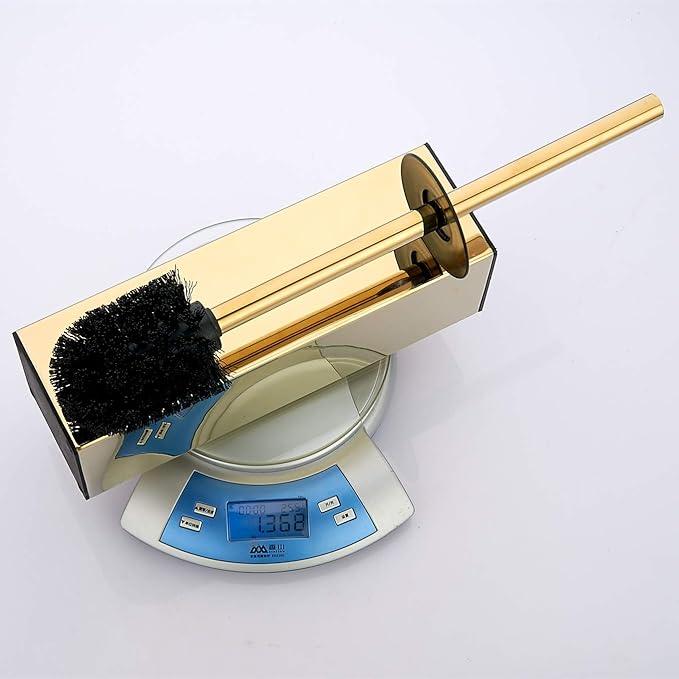 BGL Freestanding Solid Stianless Steel 304 Toilet Bowl Brush and Holder for Bathroom Storage and Organization - Space Saving, Sturdy, Deep Cleaning, Covered Brush (Gold) - ModernBath