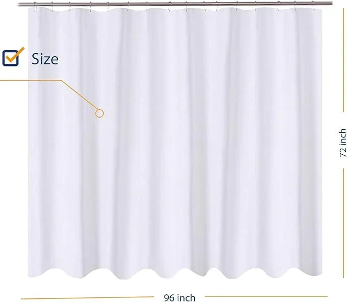 N&Y HOME Fabric Shower Curtain Liner Oversize 96 x 72 inches, Hotel Quality, Washable, Water Repellent, White Bathroom Curtains with Grommets, 96x72 - ModernBath