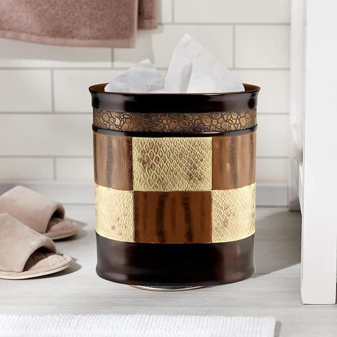 Zahari Home 2pc Zambia Animal Print Bath Accessories Set Waste Basket & Tissue Box Modern Classic Contemporary Decorative Beautiful Designs Bathroom Decor Set for Home Luxury Bath Set - ModernBath