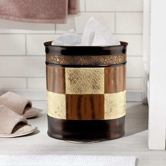 Zahari Home 2pc Zambia Animal Print Bath Accessories Set Waste Basket & Tissue Box Modern Classic Contemporary Decorative Beautiful Designs Bathroom Decor Set for Home Luxury Bath Set - ModernBath