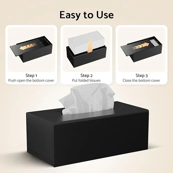 HIIMIEI Acrylic Tissue Box Cover Tissue Holder Napkin Dispenser for Home Office Restaurant-Black - ModernBath