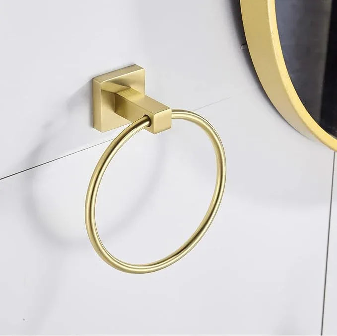 FORBATH Gold Toilet Paper Holder Towel Ring, Brushed Gold Bathroom Hardware, Hand Towel Holder Toilet Tissue Roll Holder Set, Wall Mount SUS304 Stainless Steel Bath Accessories, 2pcs - ModernBath