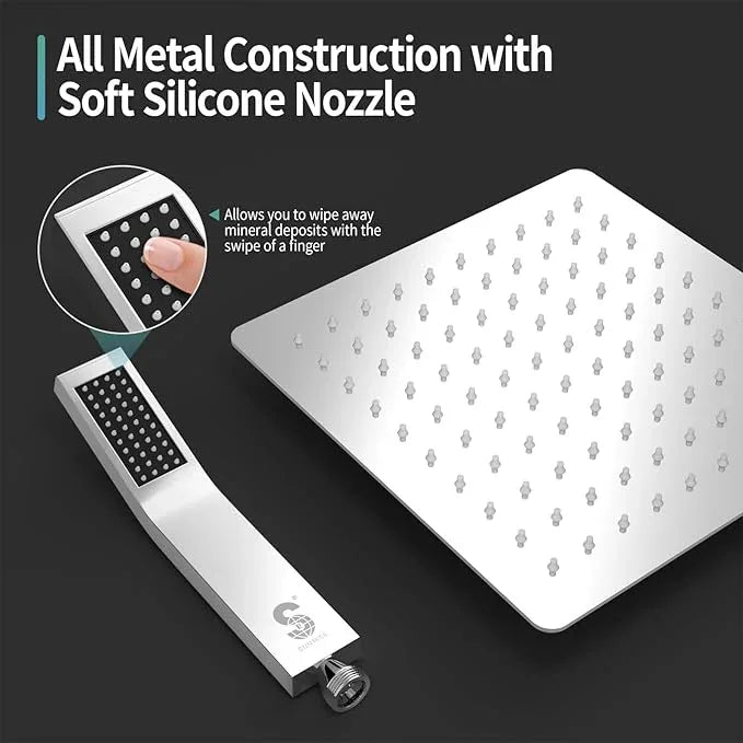 SR SUN RISE Shower System - Shower Faucet Set with 8 Inch Rain Shower Head and Handheld Shower - High Pressure Rain Shower System - All Metal Shower Faucet Trim Repair Kits - Polished Chrome - ModernBath