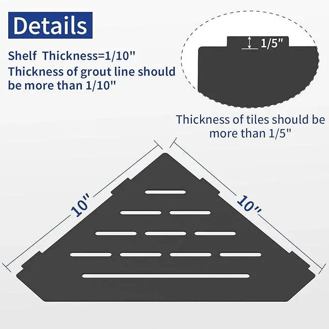 10" Recessed Corner Shower Shelf 2 Packs, Grout Mount Install ation with Soap Holder, Bathroom Cornor Organizer for Tiled Wall, Requires Sealant, Matte Black - ModernBath