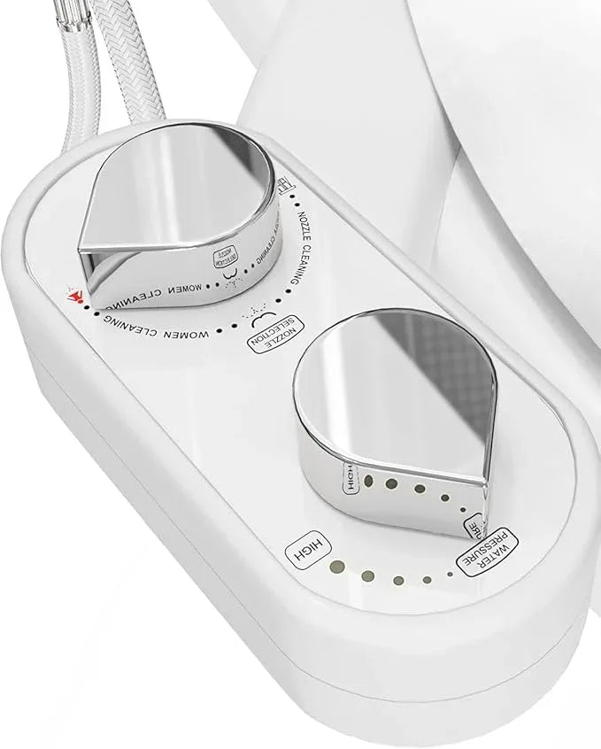 CLEAR REAR Bidet Attachment for Toilet Seat - Non-Electric, Self-Cleaning Dual Nozzle, Adjustable Water Pressure, Rear & Feminine Wash, Toilet Bidet Hygienic Bathroom Upgrade (White) - ModernBath