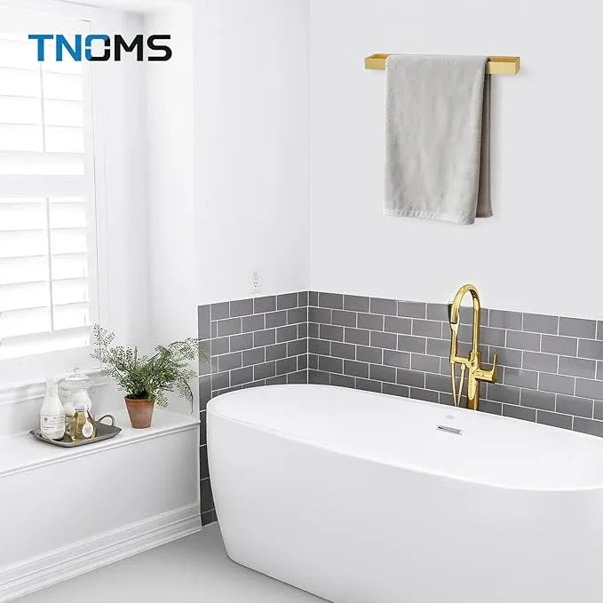 TNOMS Single Towel Bar Towel Holder Bathroom Hardware Accessories,Stainless Steel Wall-Mounted Towel Rack Towel Rail,16 Inches Brushed Gold - ModernBath